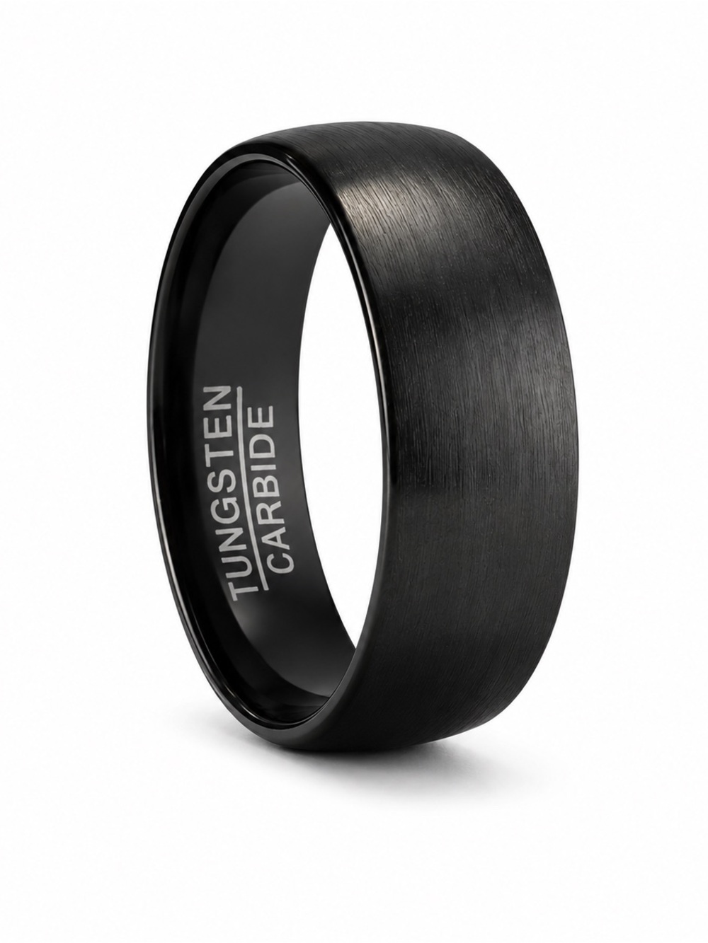 Tungsten Carbide Black Matte Brushed Wedding Band 8mm Comfort Fit-Non Scratch